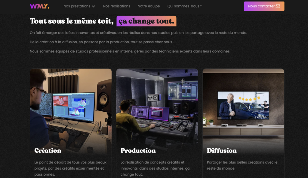 Page type d'un site internet, différentes sections